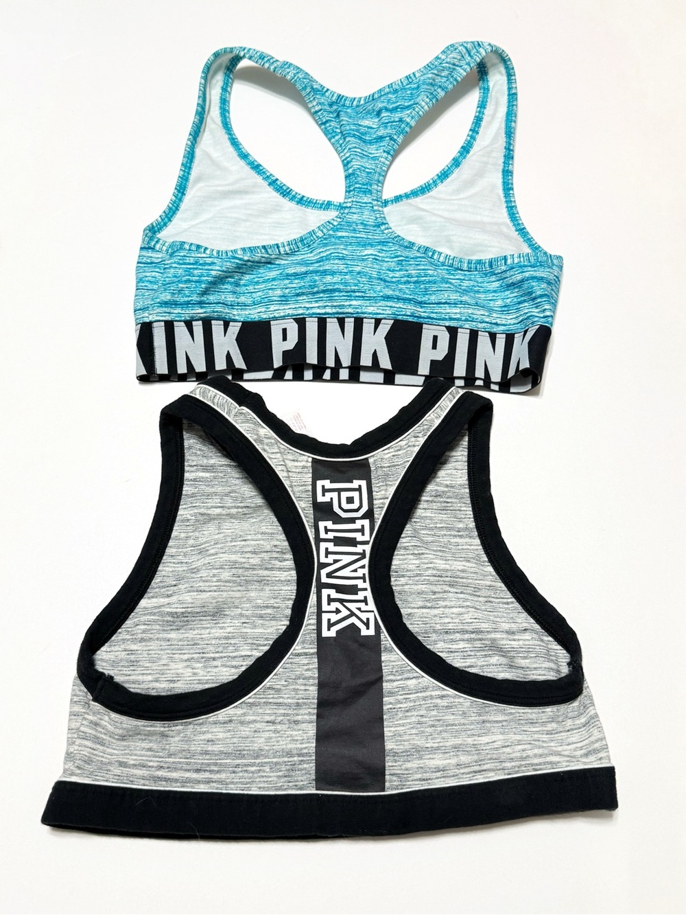 4 BUNDLE VICTORIAS SECRET PINK leopard velvet logo racerback sports BRAS - Picture 3 of 3